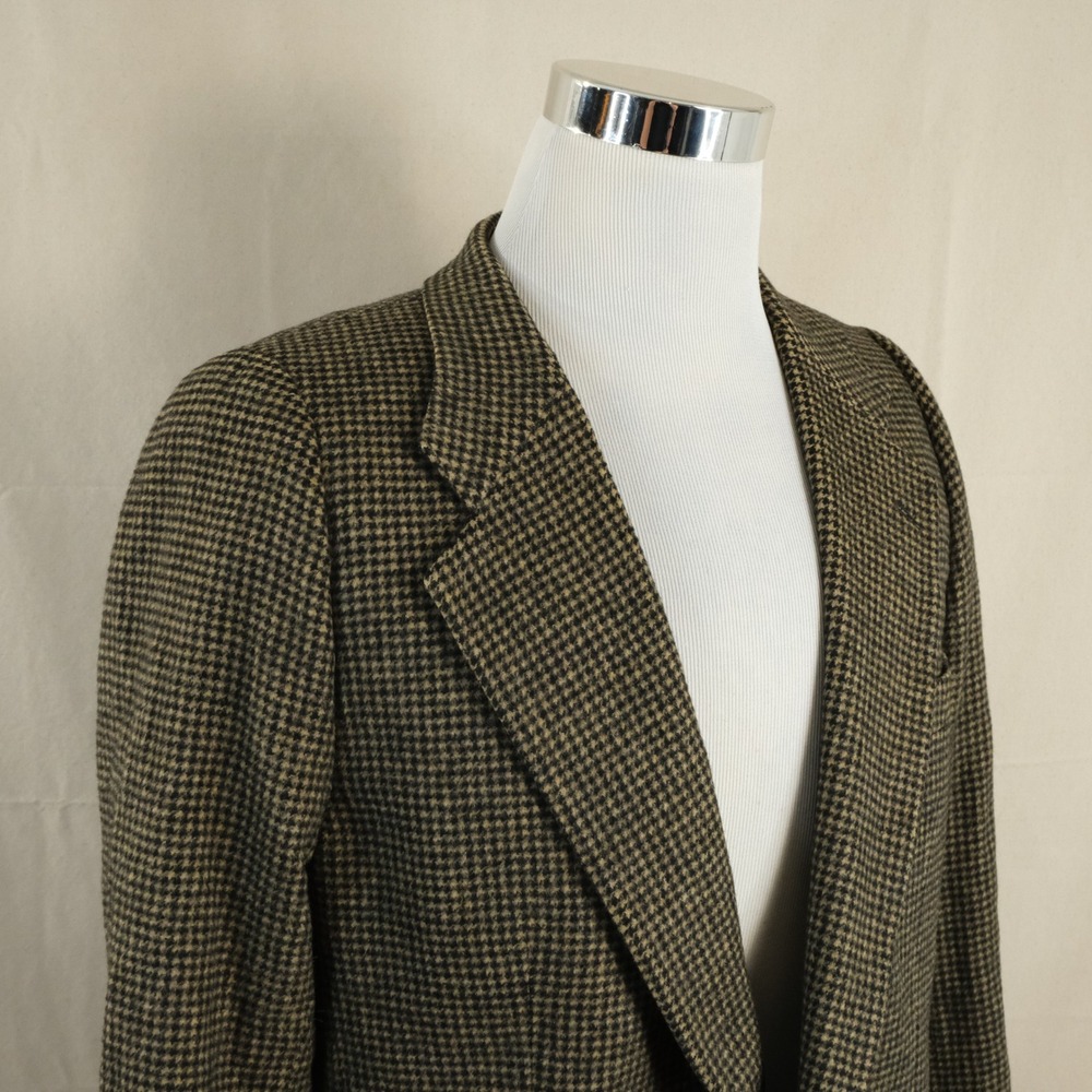 Burberry 40R Vintage Sport Coat Camel Hair Brown Houndstooth Two Button Vented